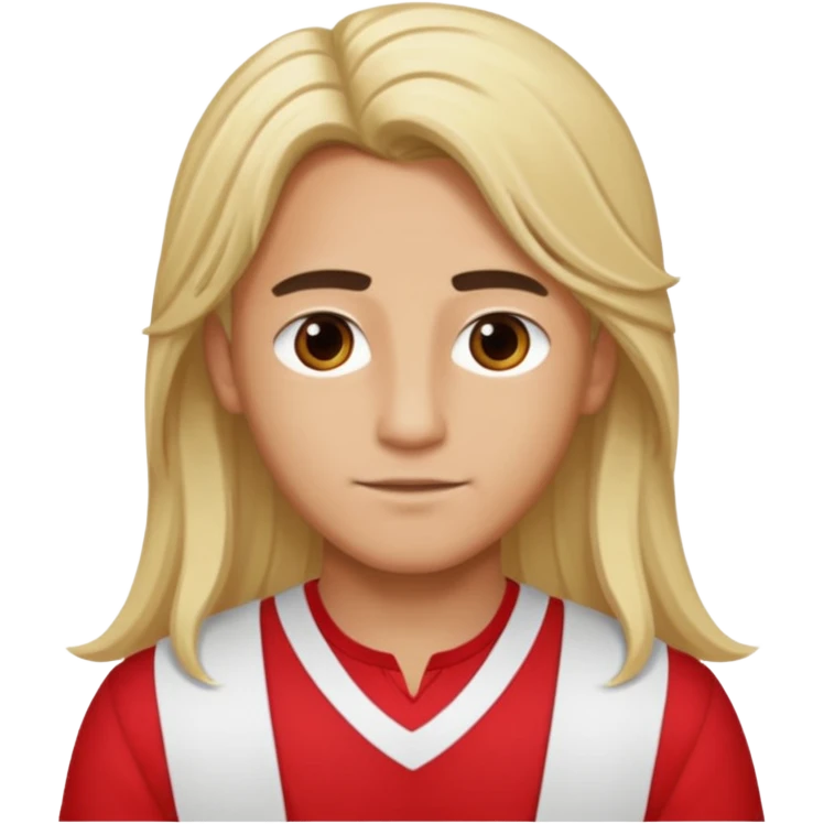 Adonis, Desire God from Rome Mythology with long blonde hair, red and white outfit, emoji