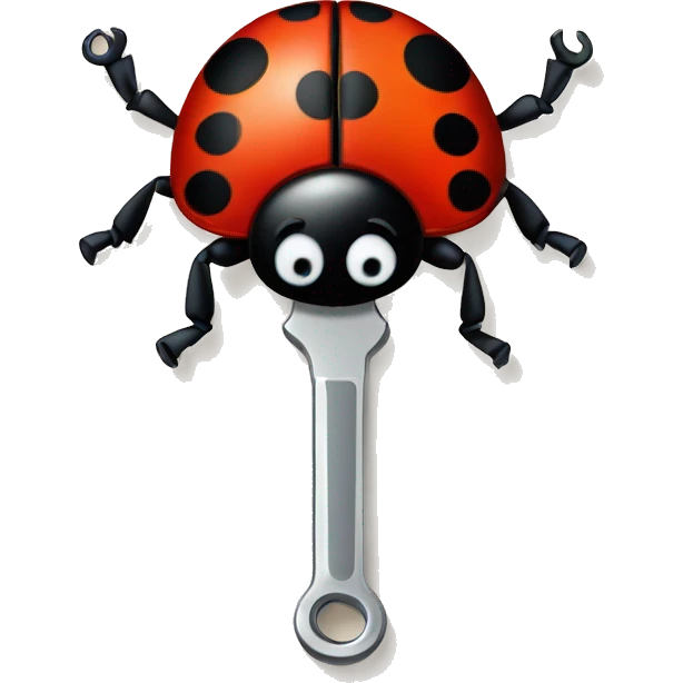 create a vector base Lady Beetle Emoji with a wrench  emoji