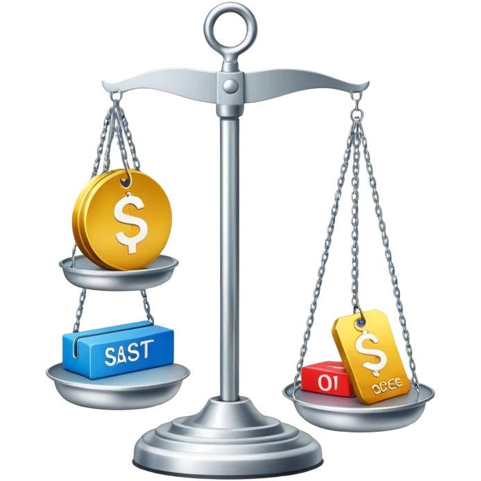 scale balancing different price tags emoji