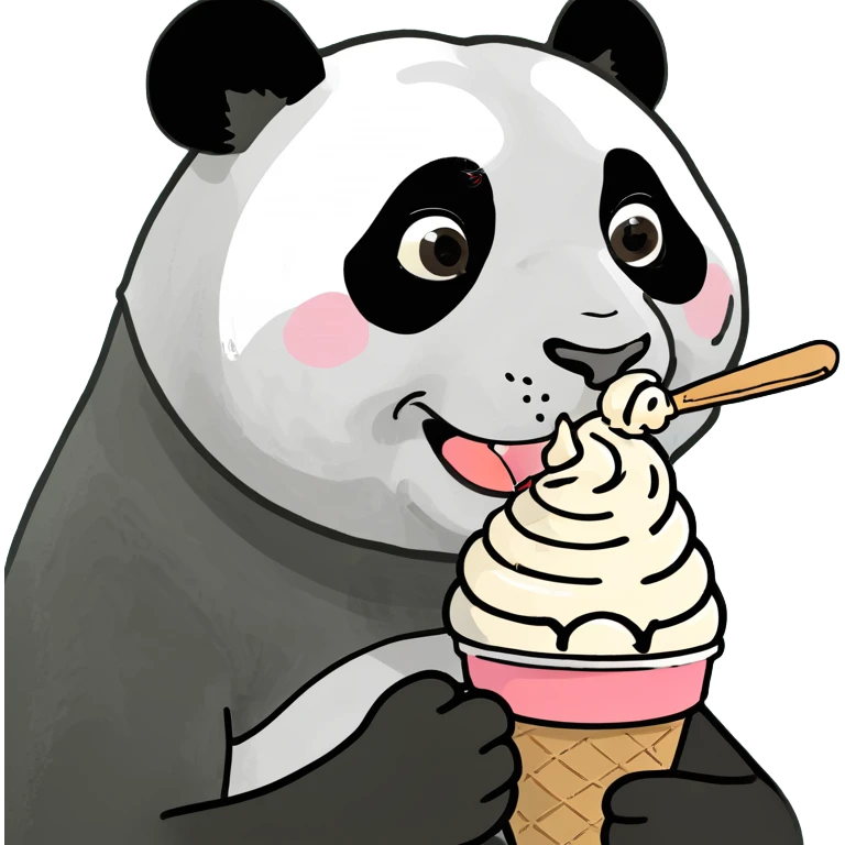Panda eating ice cream emoji
