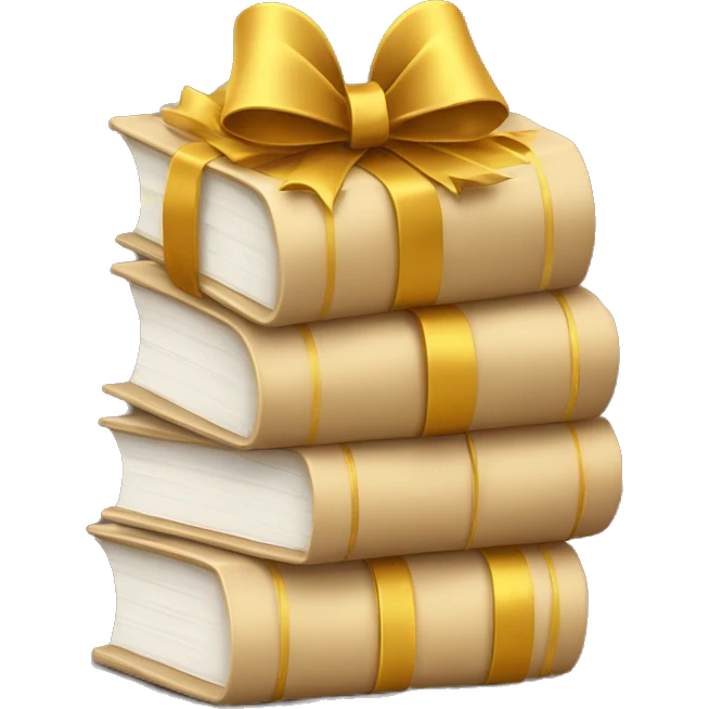 beige books stacked up and tied together by a golden bow emoji