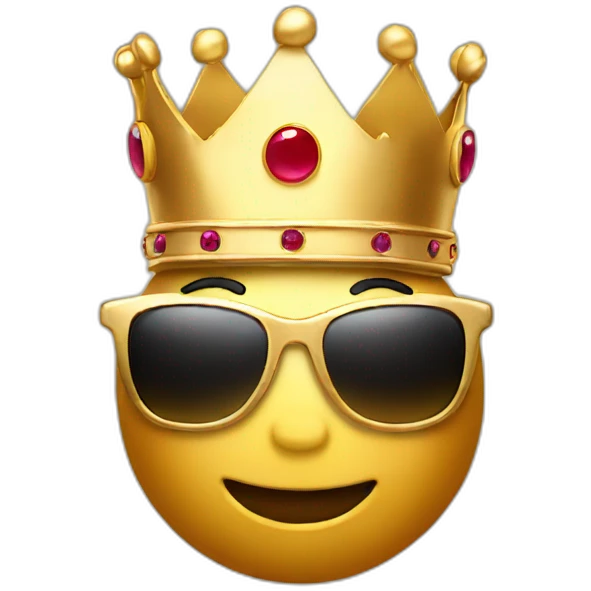 Golden emoji with sunglasses and crown emoji