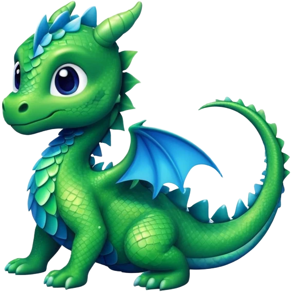 Cute baby dragon, snowflakes emoji