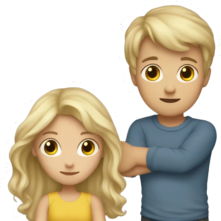 blonde hair girl and brown hair boy hugging  emoji