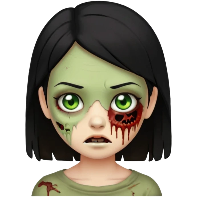 franjinha, zombie, emoji, menina, cabelo preto emoji