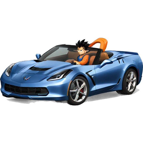 Goku driving a corvette emoji