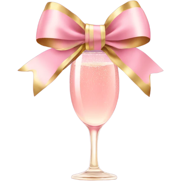 Pink champagne with gold bow emoji