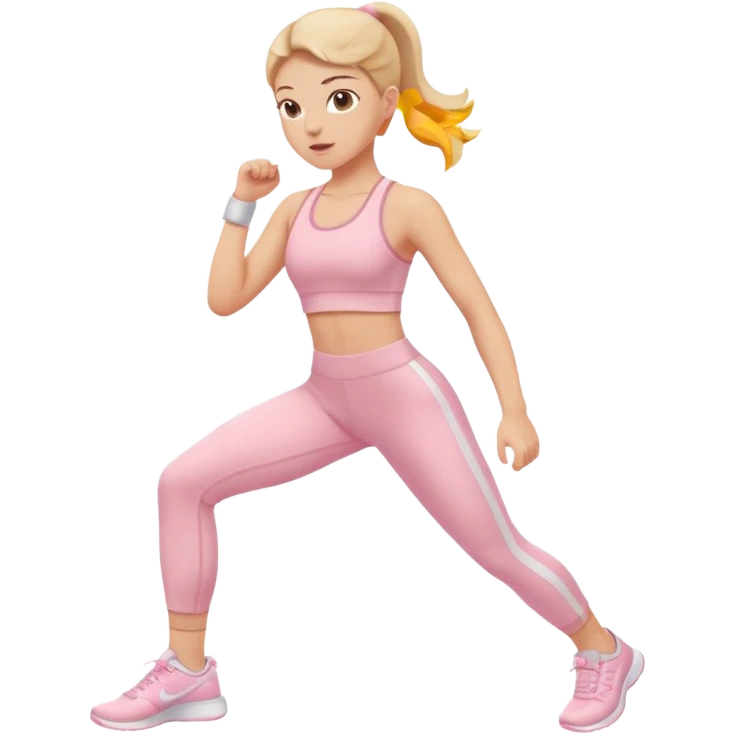 white girl  in light pink clothes exercising emoji