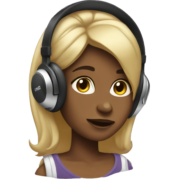 Girl listening a music on headphones  emoji
