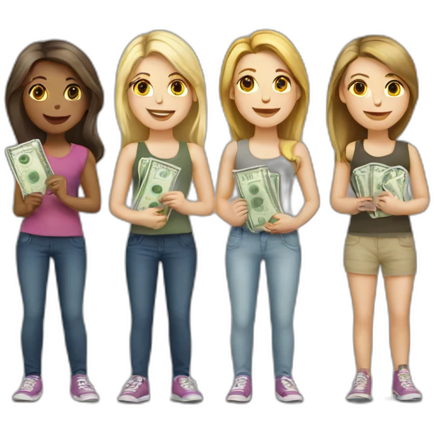 group-of-white-girls-with-money emoji