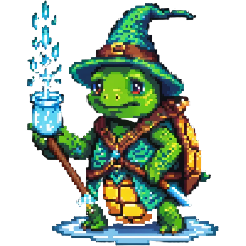 turtle wizard with water magic emoji