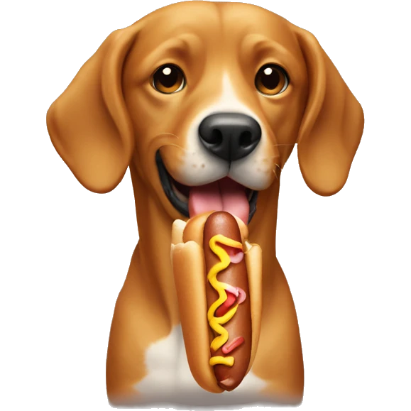 Dog eating a hot dog emoji