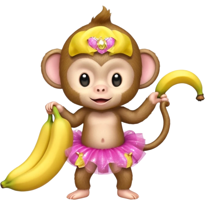 baby monkey in a pink glittery tutu with a banana  emoji