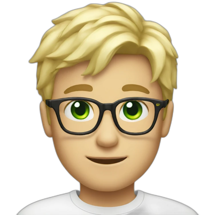 Blondie Boy with glasses and green eyes wink emoji