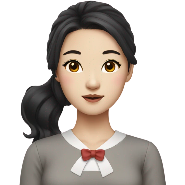 korean highschool girl with makeup in her face with black hair emoji