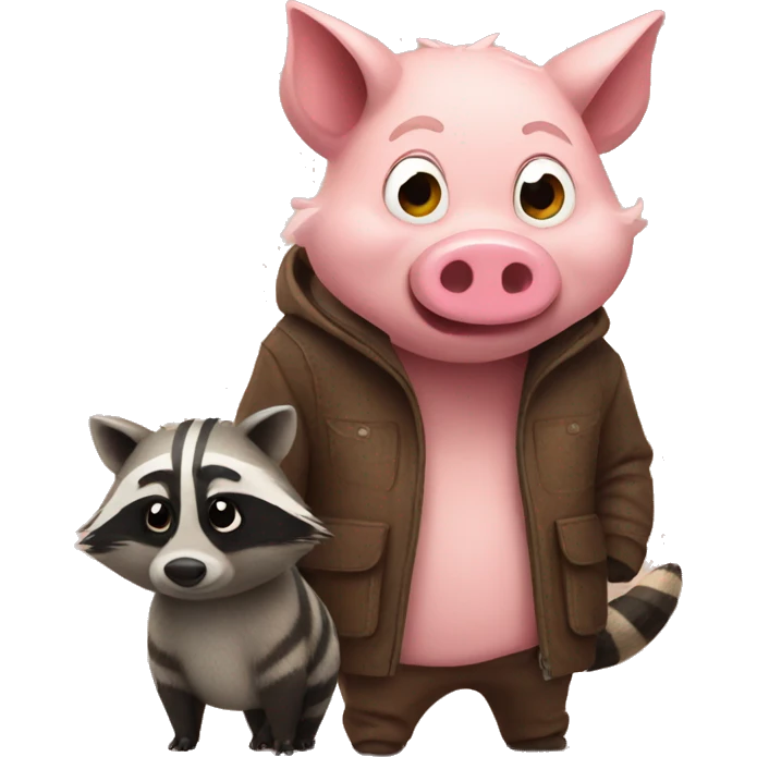 Piggy and raccoon  emoji