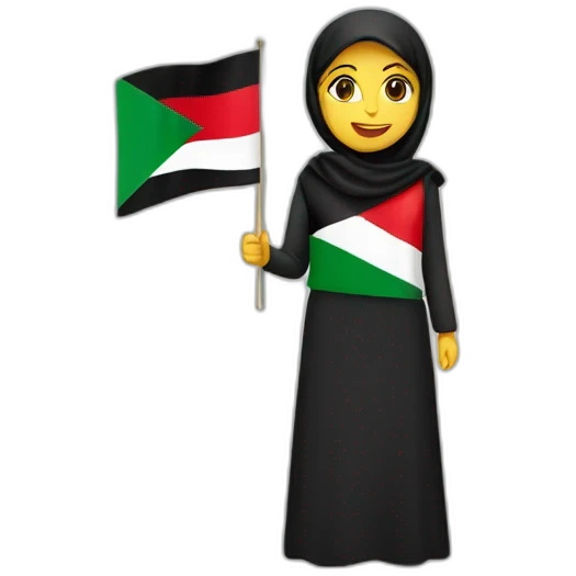 Arab women holding Palestine flag emoji