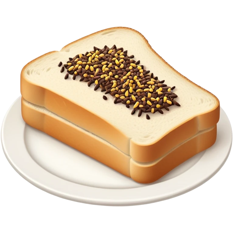 Slice of white bread on a white plate with chocolate sprinkles on top emoji
