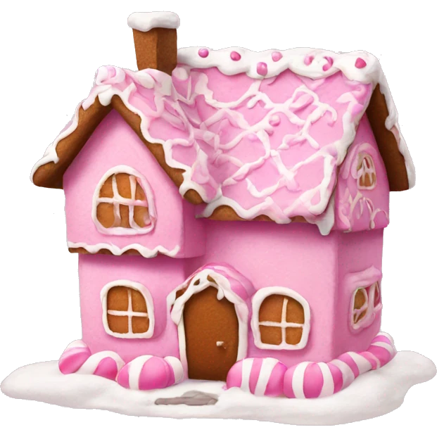 A pink gingerbread house emoji