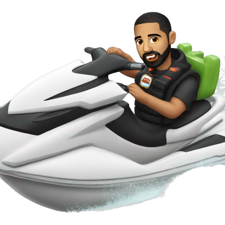 Drake eating a whopper on a jetski emoji