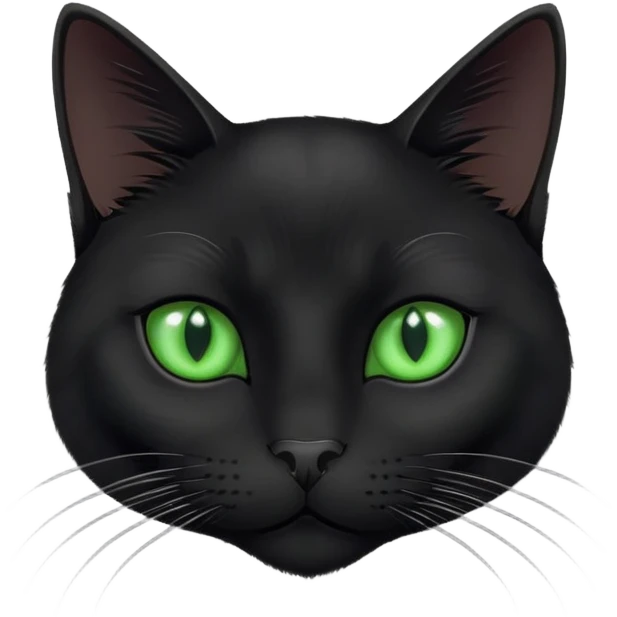 Head of Black cat with green eyes emoji