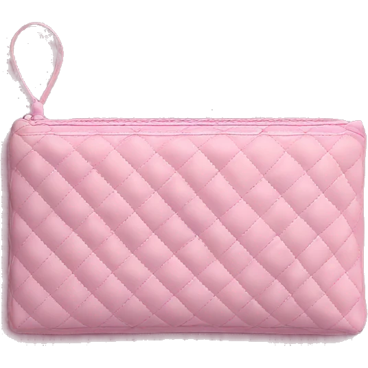 pink quilted rectangular pouch with zipper emoji