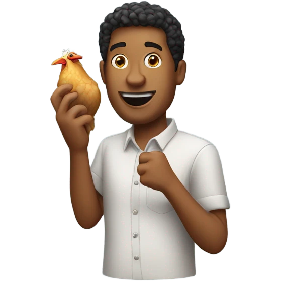 Guy with a chicken finger emoji