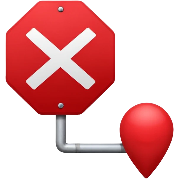 Slack emoji icon speech bubble with red stop sign and small globe or external link symbol, conversation blocked by external party, minimalist easy to recognize emoji