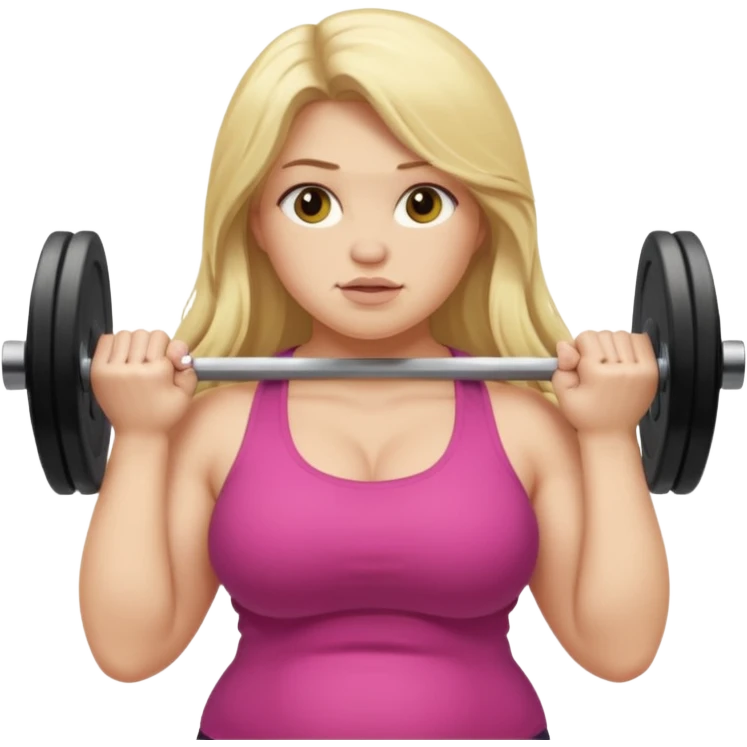 Fat long haired blonde woman lifting weights emoji