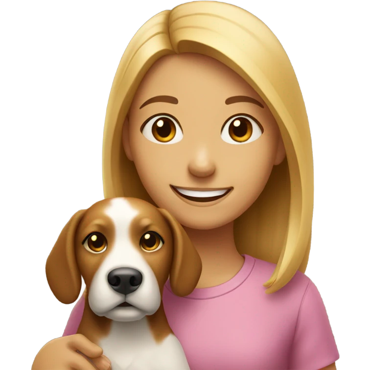 smiling girl with dog outdoors emoji