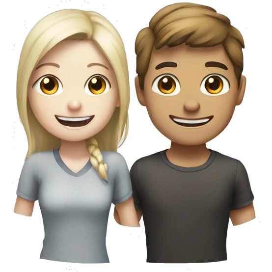 Two young people with white skin, one boy and one girl, they are chatting happily. emoji