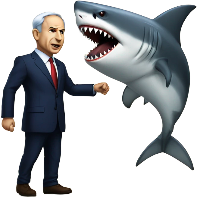 netanyahu fighting a shark emoji
