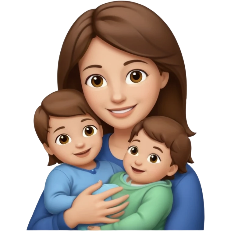 Mother holding 1 infant brown hair fair skin emoji