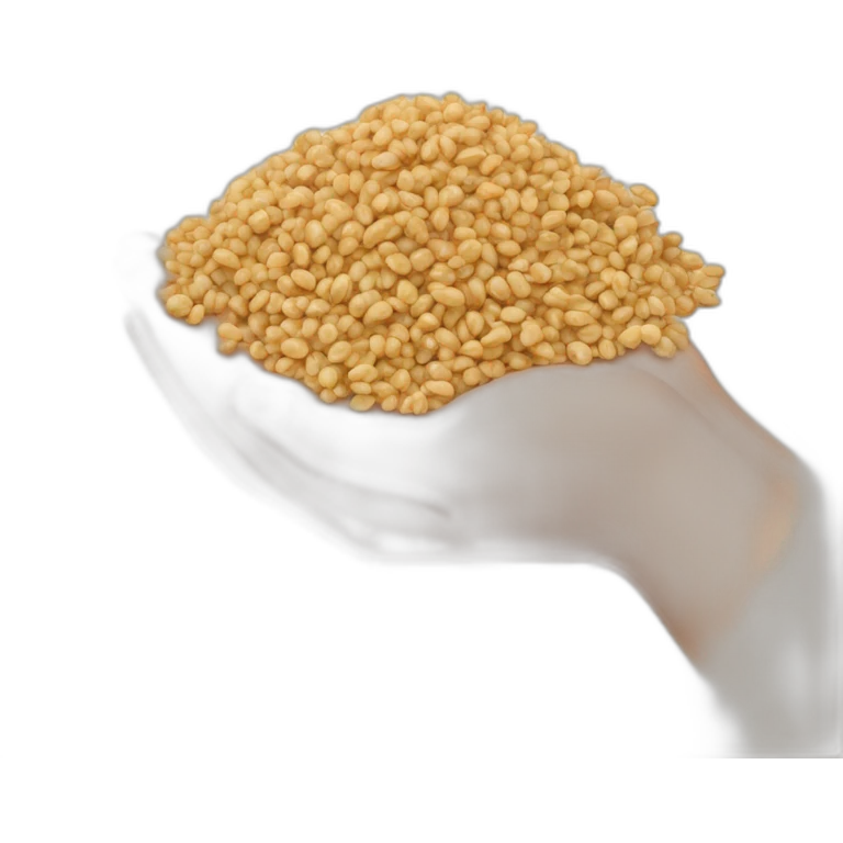 hands hold out a handful of buckwheat kernels emoji