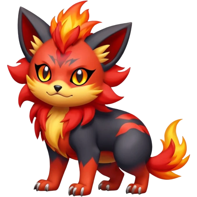Zorua-Pyroar-Litten-Fakémon-hybrid-creature (full body)  emoji