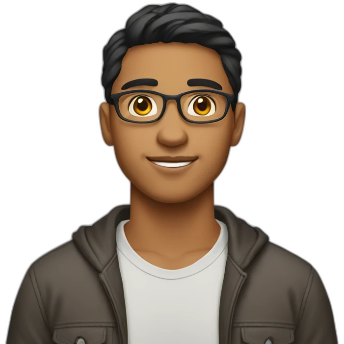 indian college student light skin man middle part emoji