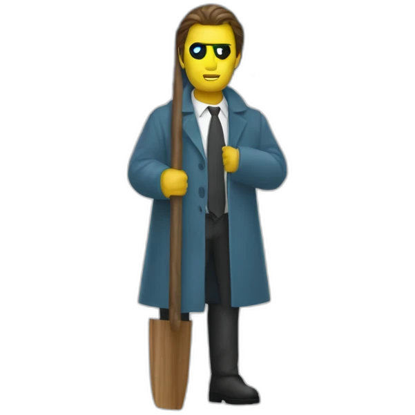 Patrick Bateman with rain coat and Axe emoji