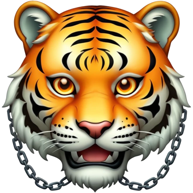 ghost tiger face transparent with chains and eerie glow for Twitch emote emoji