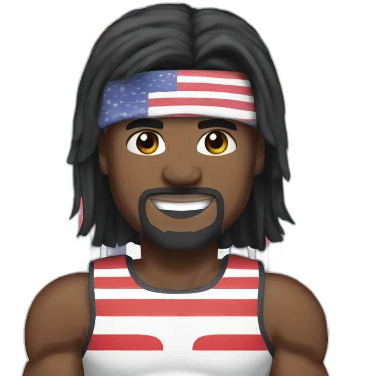 Terry crews muscular with long straight black hair and flag headband emoji