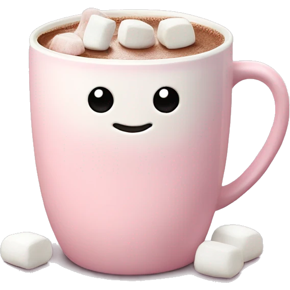 Light Pink mug of hot chocolate with marshmallows  emoji