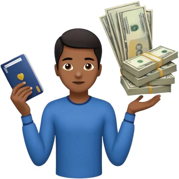 archetype for a young adult: The Precarious-Independent (20-25yr) Dealing with unstable incomes, bills, rent and expenses they have to have full control over finances but often don’t have the flexibility to think about long-term goals. South american or black individual 
 emoji