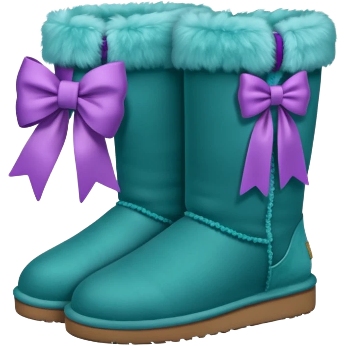 Dark teal ugg boots with beautiful purple bow emoji