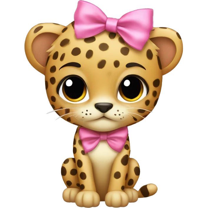 Cheetah with pink bow ￼ emoji