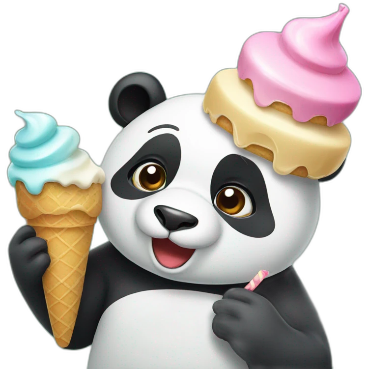 Panda eating ice cream emoji