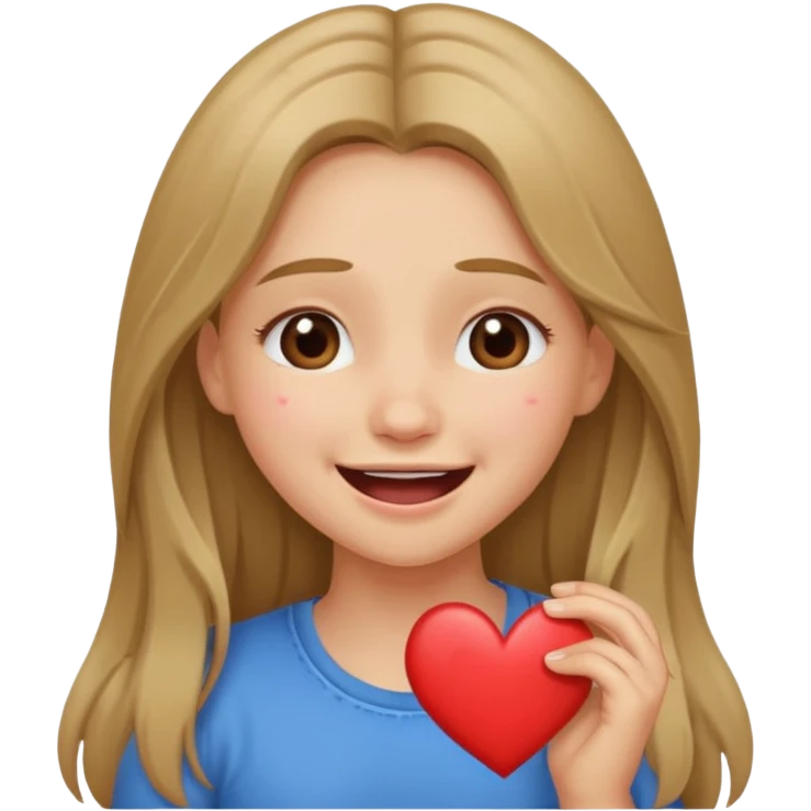 милая девушка с темно русыми длинными волосами, показывает сердечко, смеется до слез, грустит emoji