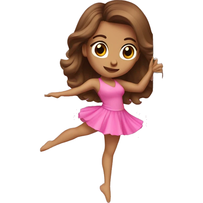 Pole dance, brown hair, pink clothes emoji
