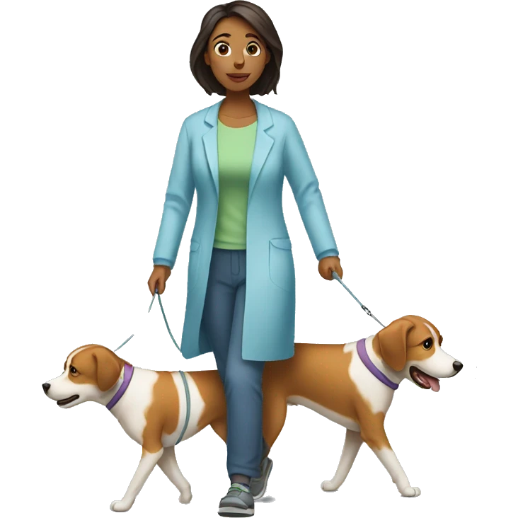 Woman post surgery walking a blind dog emoji