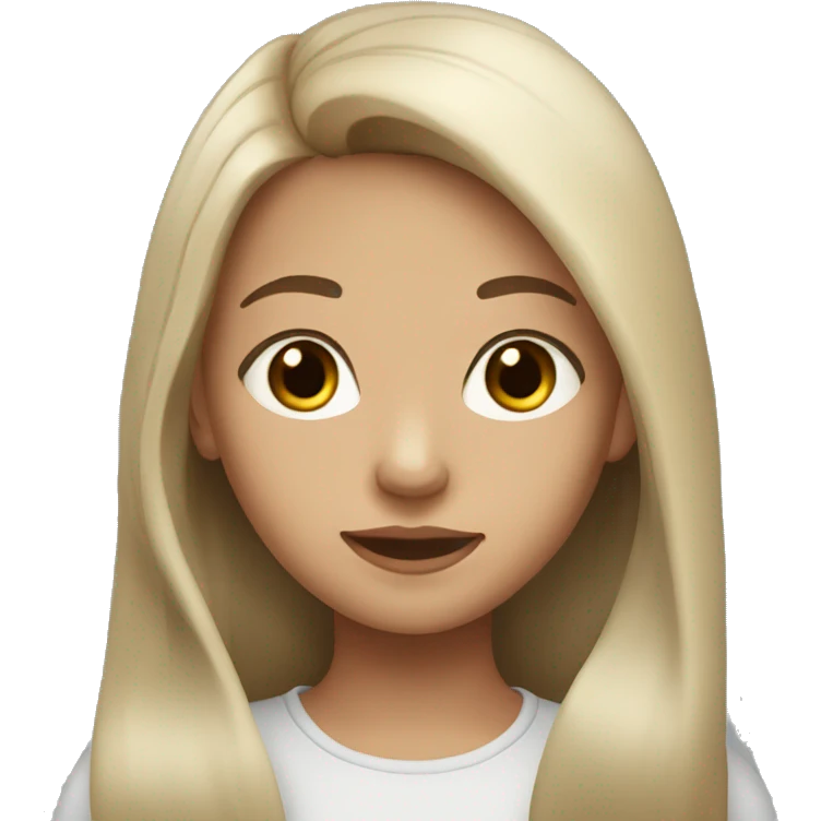 Girl with black long hair light skin and dark brown eyes  emoji
