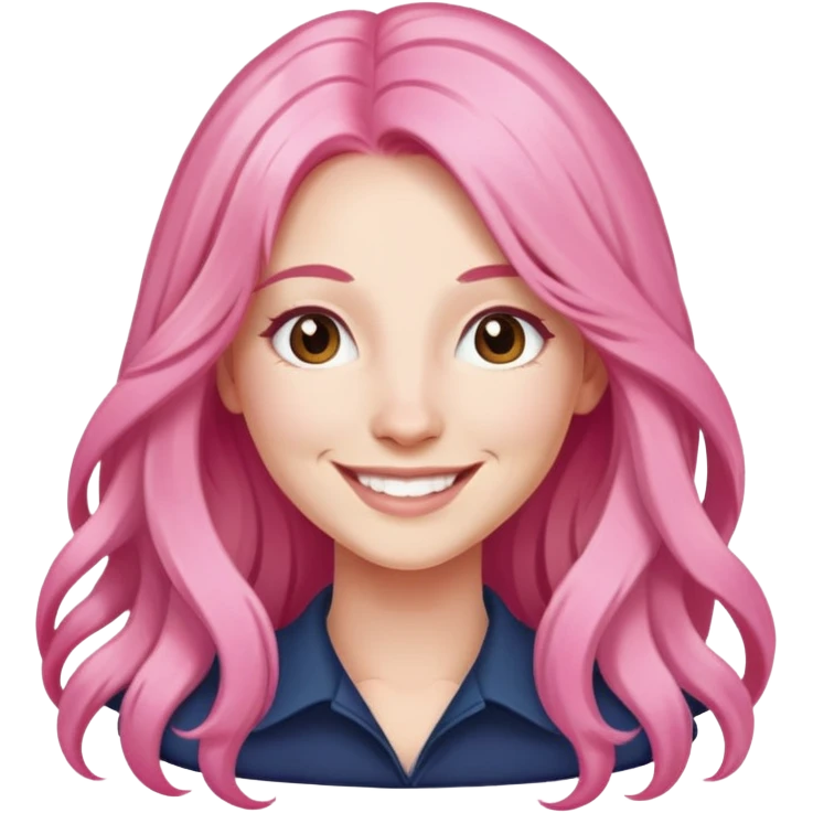 Claire Richardson cheveux rose long sourire emoji