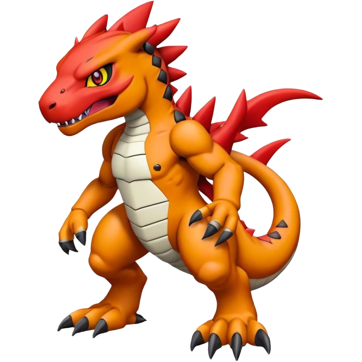 Cool edgy Guilmon-Agumon-Digimon, full body emoji